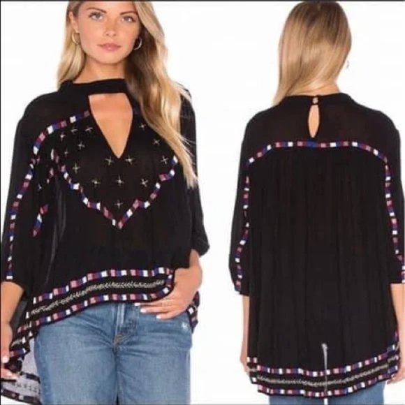 Anthropologie Chloe Oliver Marrakesh Embroidered Beaded Swing Blouse - Picture 1 of 10